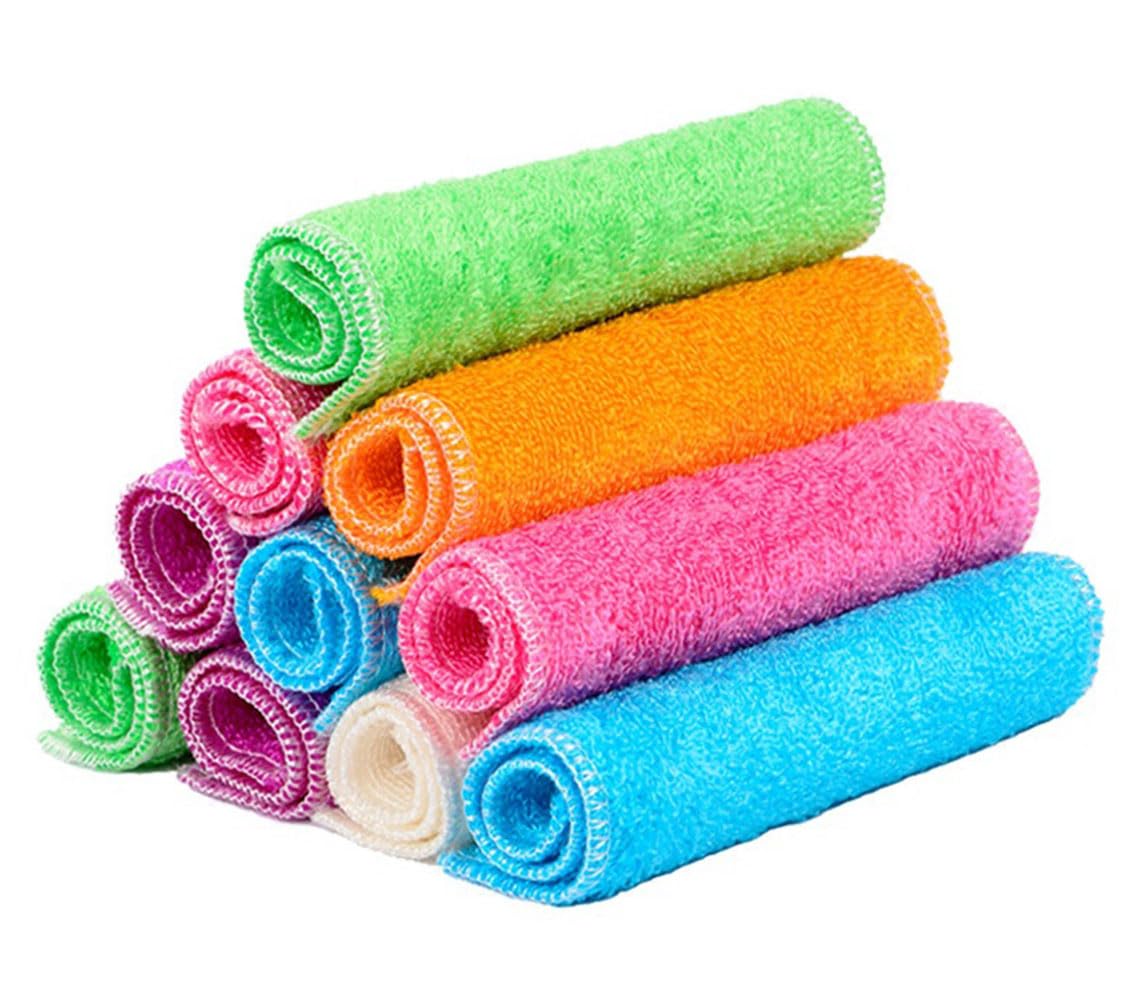 Bamboo Cloths Pack of 10 Bamboo Dish Cloths Hand Towels Dish Towels Tea Towels Cloth Bamboo Cleaning Double Sided Kitchen Towels Absorbent Cleaning-0