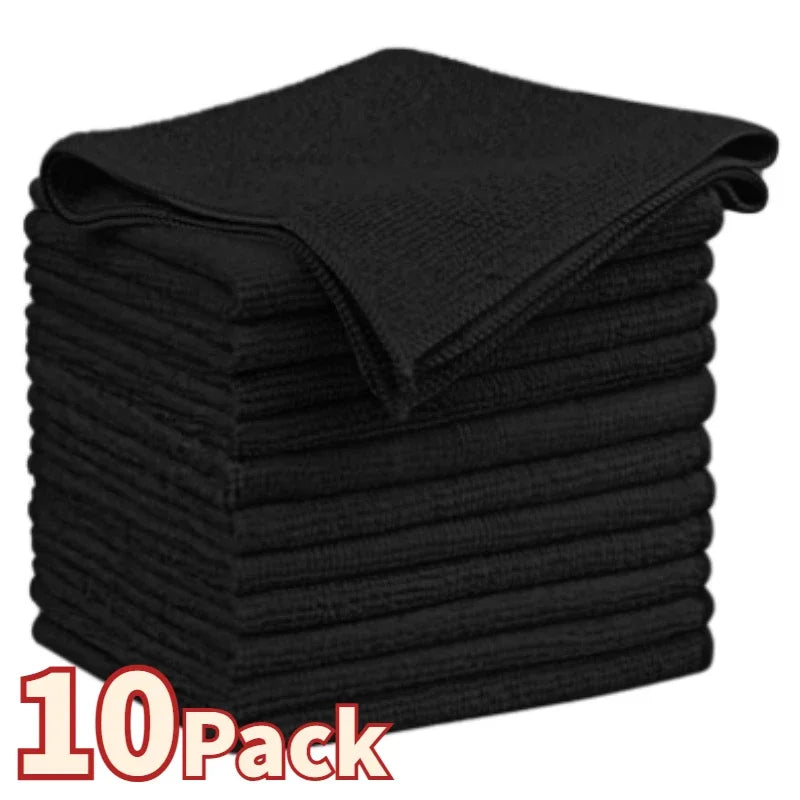 Black Thicken Microfiber Car Cleaning Towels Soft Quick Drying Windows Mirrors Wiping Rags Home Double Layer Clean Cloths-0