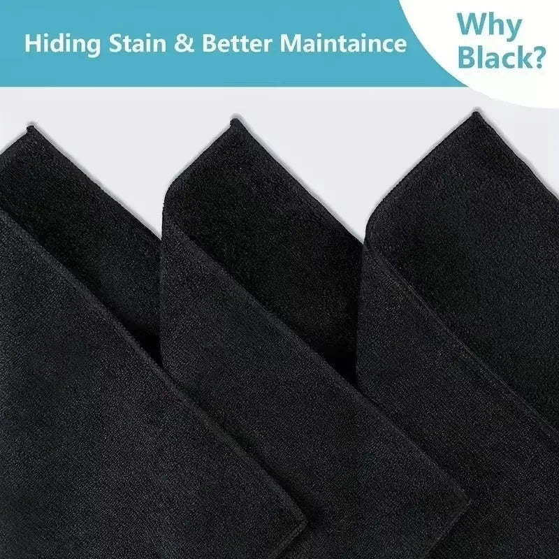 Black Thicken Microfiber Car Cleaning Towels Soft Quick Drying Windows Mirrors Wiping Rags Home Double Layer Clean Cloths-3