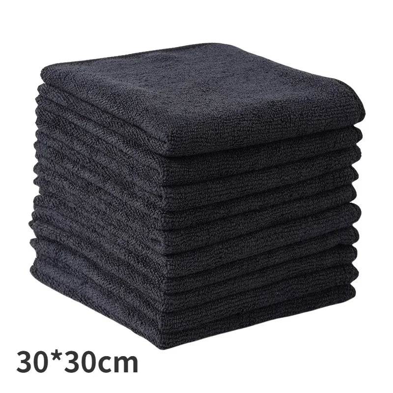 Black Thicken Microfiber Car Cleaning Towels Soft Quick Drying Windows Mirrors Wiping Rags Home Double Layer Clean Cloths-6