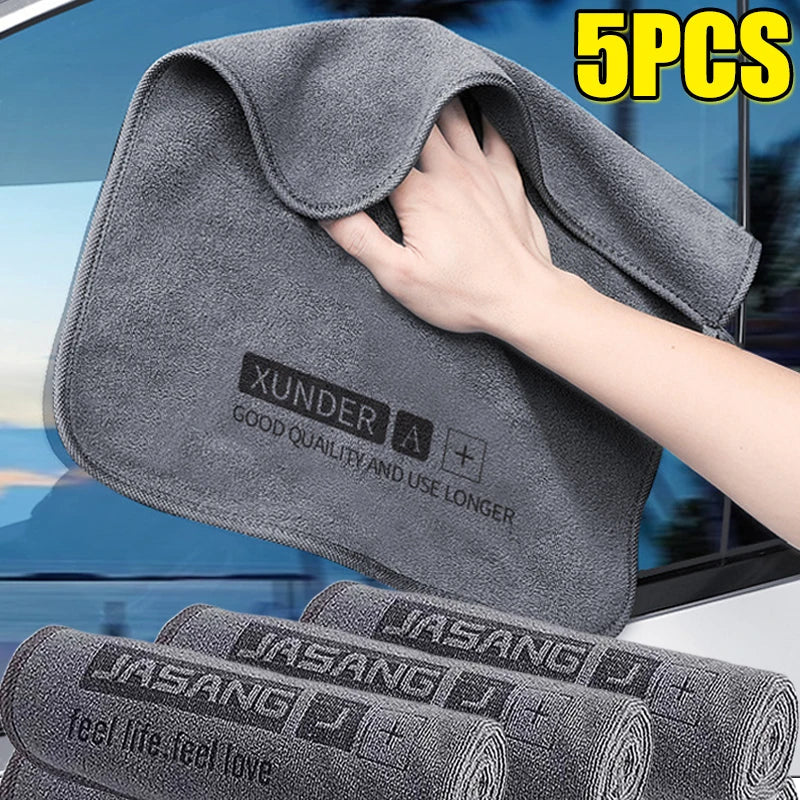 5/1PC High-end Microfiber Car Washing Towel Auto Cleaning Drying Cloth Hemming Car Care Detailing Cloth Water Absorption Car Rag-0