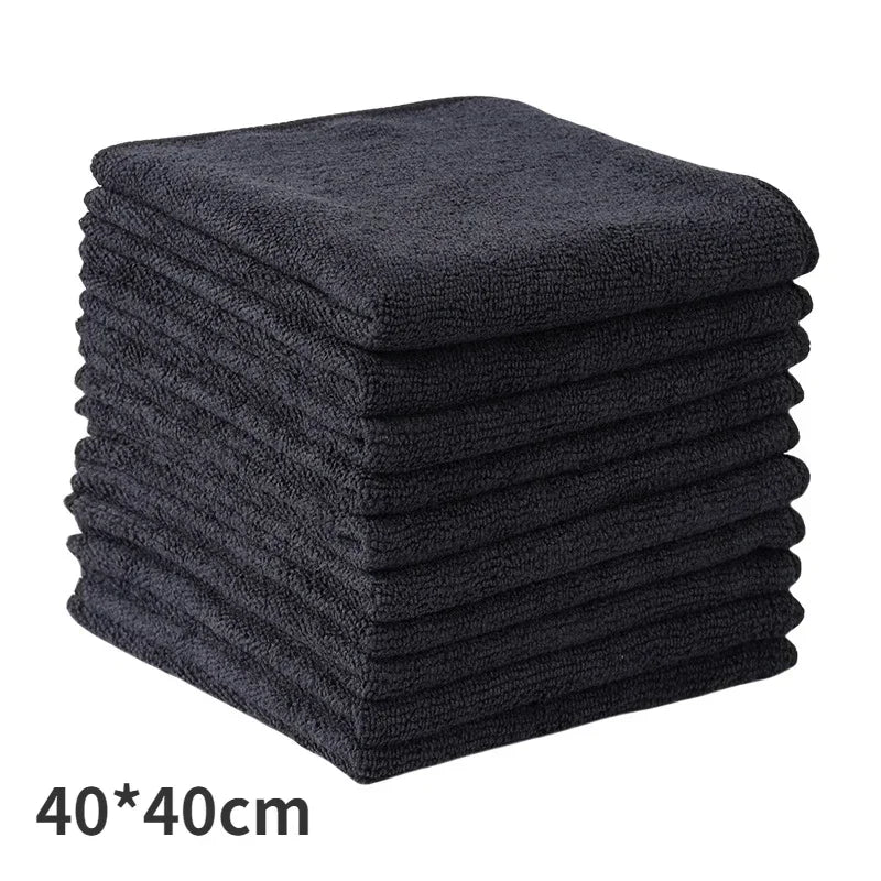 Black Thicken Microfiber Car Cleaning Towels Soft Quick Drying Windows Mirrors Wiping Rags Home Double Layer Clean Cloths-5