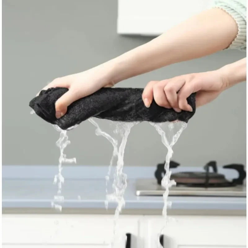 Black Thicken Microfiber Car Cleaning Towels Soft Quick Drying Windows Mirrors Wiping Rags Home Double Layer Clean Cloths-1